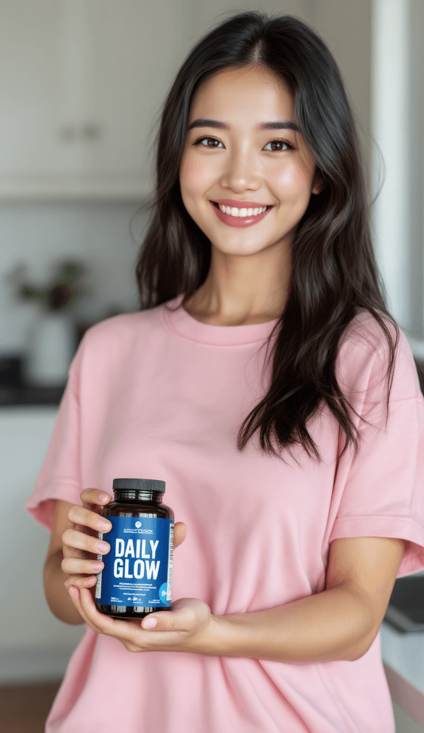 Your cloned ad — your actor holding Daily Glow